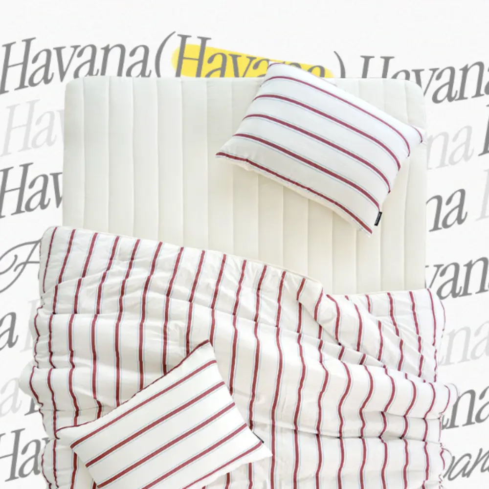 깊게자요 스트라이프 차렵이불 침구세트 7colors (SS/Q/K)